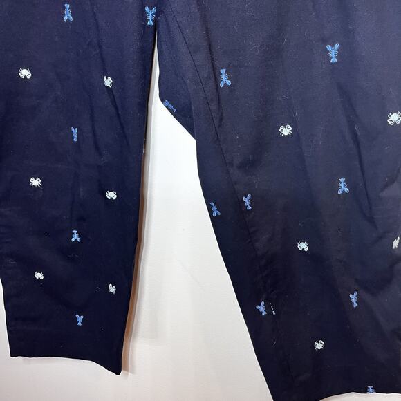 Talbots Pants Womens 18W Perfect Crop Embroidered Lobster Crab Nautical Capri - Picture 2 of 12
